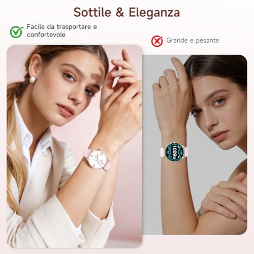 2026 Nuovo Smartwatch Donna con ECG/HRV/Acido Urico/Lipidi,1.32" AMOLED Orologio con 24H Chiamate, Pressione Sanguigna, Salute femminile, Cardiofrequenzimetro, Sonno, SOS, Fitness Watch Android e iOS