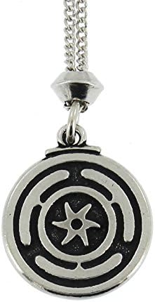 Handmade Wheel of Hecate Strophalos Greek Symbol Pewter Pendant ~ 18+4 inch extender Chain