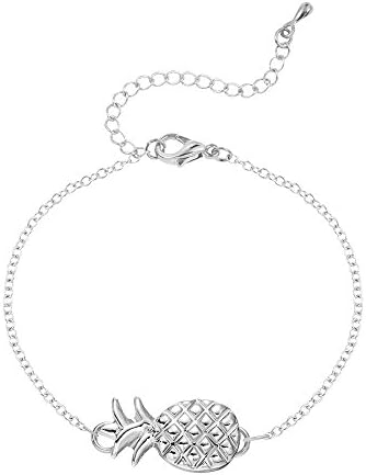 Charm Pineapple Adjustable Bangle Bracelet Hand Chain for Girls (Silver)