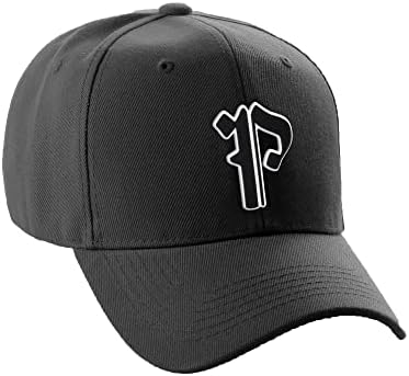 Classic Baseball Hat Custom A to Z Initial Team Letter, Black Cap