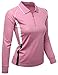 Xpril Womens Coolon Fabric Zip up Point Long Sleeve 2 Tone Collar T-Shirt