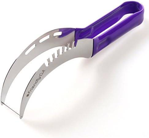 Watermelon Knife, Slicer &amp; Server By FriendlyCut - Durable Stainless Steel Construction - Ergonomic Lightweight Design - Purple, Slip Resistant Handle For Easy Use - A Must Have Cutting Tool