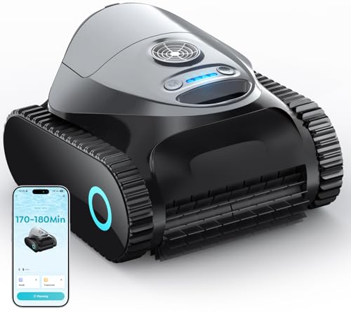 BRINBO C1 Pool Robot Bottom and Walls, Double Filter, Wireless Pool Robot, 7 Cleaning Modes, 170-180 Min Autonomy, Powerful Vacuum Cleaner for Pools up to 150 m², Mica Grey
