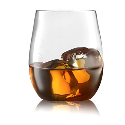 32 Pack Finger Indentations Stemless Plastic Wine Glasses Disposable 12 Oz, Smooth Rim