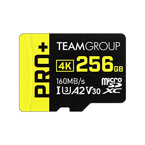 TEAMGROUP A2 Pro Plus Karte 256GB Micro SDXC UHS-I U3 A2 V30, Lesen/Schreiben bis zu 160/110 MB/s für Nintendo-Switch, Steam Deck, Tablets, Smartphone
