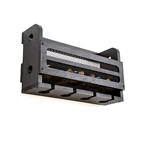 SODUKU Wall Mounted Wooden Wine Rack 5 Wine Bottles and 4 Stem Glasses Holder Wine Cork Storage Rack Espresso - Thumbnail 4