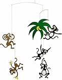 Flensted Mobiles Monkey Tree Hanging Nursery Mobile - 23 Inches Plastic