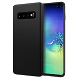 MoKo Compatible with Samsung Galaxy S10 Plus Case, Shockproof Slim Fit Liquid Silicone Gel Rubber Protective Case Soft Touch Back Cover Fit with Samsung Galaxy S10+ 6.4 inch 2019 - Black
