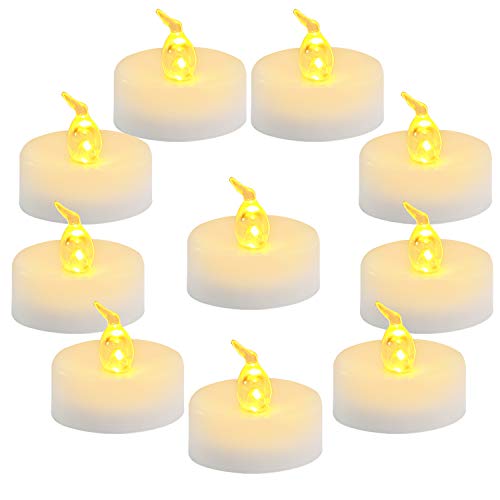 Homemory 100-Pack Battery Tea Lights Bulk, Flameless Flickering Tea Candles, Long-Lasting Battery Life, Amber Yellow, Ideal for Votive, Halloween, Parties