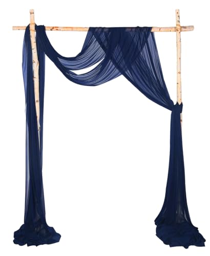 SHERWAY Sheer Wedding Arch Drapes Navy Blue