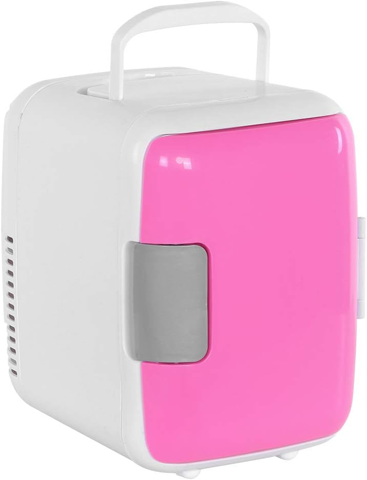 Portable Fridge, 4-liter Compact Cooler/Warmer Mini Fridge for Cars Trips Homes Dorms Offices(Pink)