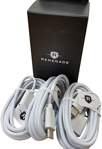 Three Renegade 3 Foot Type C Charging Data Cables for Samsung Galaxy S8 S8+ Motorola Droid Z / Z Force / Z Play /LG G5 / Google Pixel / Pixel XL / Nexus 6P / Nexus 5X - USB C