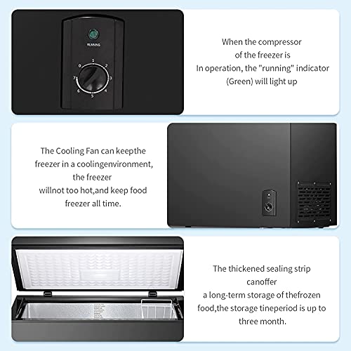LHRIVER Chest Freezer, Quiet Compact Freezer with 7 Temperature Settings, Removable Basket, Free