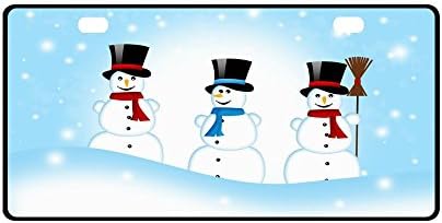 Merry Christmas Cute Snowman Strong And Durable Aluminum Car Metal License Plate Frame for Women/Men Two Holes Tag 11.8" X 6.1"