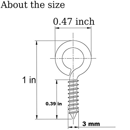 Axe Sickle Silver 1 inch Screw Eyes Metal Eye Hooks Small Eyelet Screws