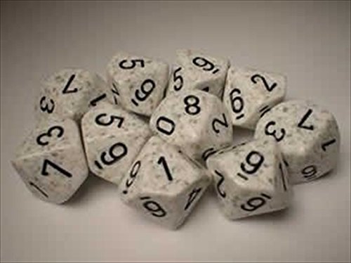 Chessex Dice Sets: Arctic Camo Speckled - Ten Sided Die d10 Set (10)