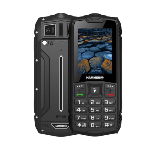 Hammer H Basalt all carriers 0.32GB Unlocked Unlocked Portable Phone IP68 Waterproof Shockproof Dual SIM Battery 1800 mAh Big Button FM Radio MP3 Camera Flashlight Black
