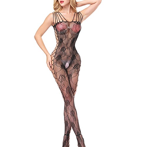 QueensHot Sexy Erotic Sleeved Fishnet Lingerie Babydoll Teddy Body Cat Suit Stocking Hen Party