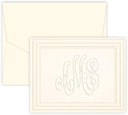 Personalized Classic Frame Monogram Note - Embossed (Ivory)