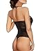 Aoymay Womens Teddy Halter Crotchless Lingerie One Piece Open Crotch Lace-up Ribbon Bodysuit Plus Size
