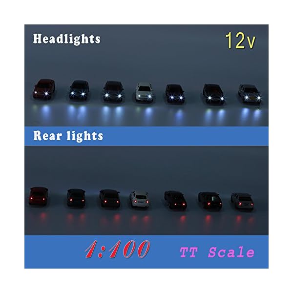 Evemodel 12 STK. Spur H0 TT Model beleuchtete Autos mit 12V LED Leuchten fÃ¼r GebÃ¤ude Layout 12V Neu EC100-12-EU – Bild 3