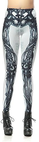 Ladyker Women's Full Ankle Length Cool Skeleton Printed Soft Stretchy Skinny Casual Leggings Pants