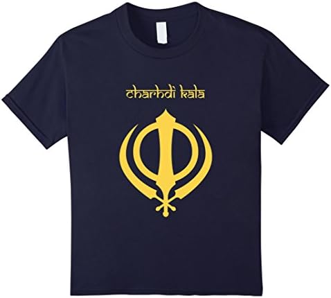 Kids Charhdi Kala-Sikhism Khanda-Punjabi Deg Teg Fateh T-shirt 6 Navy