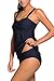 HOTAPEI Summer Plus Size Swimwear 2 Piece Sexy Navy Blue, XXL