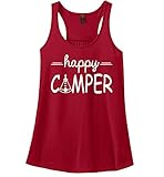 Comical Shirt Ladies Happy Camper Cute Hiking Camping Trip Graphic Tee Racerback