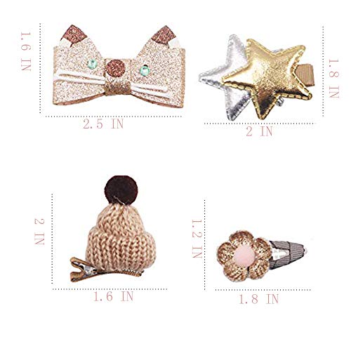 Eyelashes DanceBaby Girls Hair Clips Accessories Cute Bows Kits Elastic Hair Ties Hairpins Set with Gift Box For Baby Girls Teens Toddlers,24-72 pcs, Gold, Small