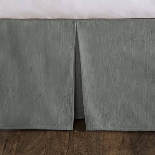 Tailored Velvet Bed Skirt with Split Corner 21 inch Drop Full , Grey