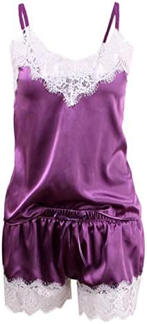 2019 Women Clothes for Summer Shorts Sets Sleepwear Satin Pajama Cami Top + Shorts Lace Sexy Pajama Set