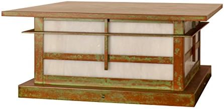 Arroyo Craftsman FIC-16WO-VP Finsbury Column Mount with White Opalescent Glass, 16", Verdigris Patina Finish