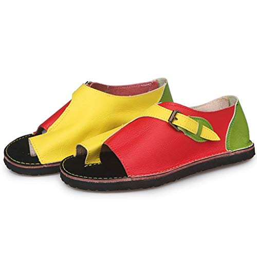 Women's Retro Roman Slides Sandals Comfy Espadrille Slide-on Open Toe Faux Leather Ankle Buckle Summer Flat Sandals