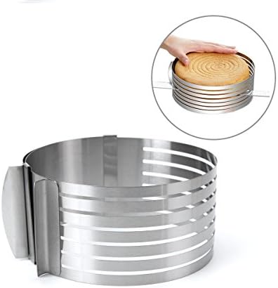 Borsong Adjustable Cake Round Cutter Stainless Steel Cake Slicer Cake Ring Layer Slicing (15-20cm)