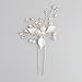 Bridal Hair Pin Stick with Hand-Painted Silver Leaves, Freshwater Pearl and Crystal Sprays also for Bridesmaids 2-Pack (Silvery)
