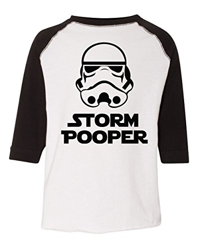 RB Clothing Co Cute Star Wars Inspired Bodysuit “Storm Pooper Dark Side (5/6T, Blk/WHT 3/4 Length Baseball Tee)