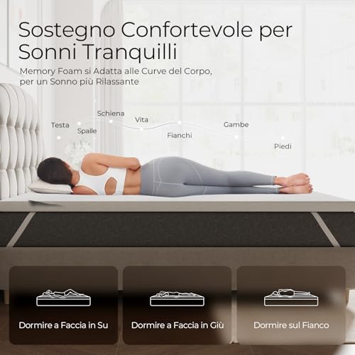 Sweetnight Mattress Topper with Memory Foam in Gel, 160 x 190 cm, 10 cm Thick, with Non-Slip Base, Support Foam Mattress Protector with Soft and Breathable Fabric, Removable and Washable