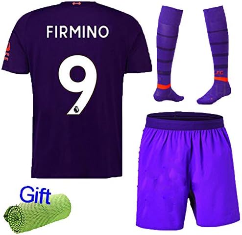 FC FirstClass 2019 Football Soccer Club Outfits Short Sleeve Purple Away Kit for Kids 3-12 Years Sportwear with Socks and Free Ice Face Cloth