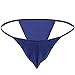 FEESHOW Men's Silky Bugle Pouch Tanga Briefs Bikini Underwear Navy Blue