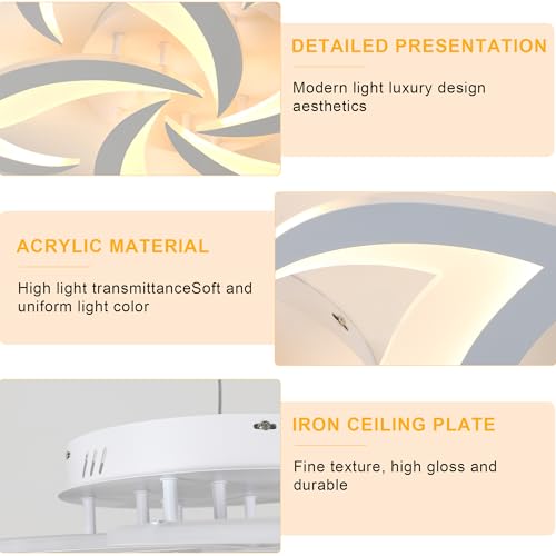 Comely Lampadario LED Soffitto Moderno, 60cm 60W 6750LM Plafoniera LED Soffitto, Fiore Moderna Acrilico Lampada da Soffitto per Camera da Letto, Soggiorno, luce bianca calda 3000K, Bianco