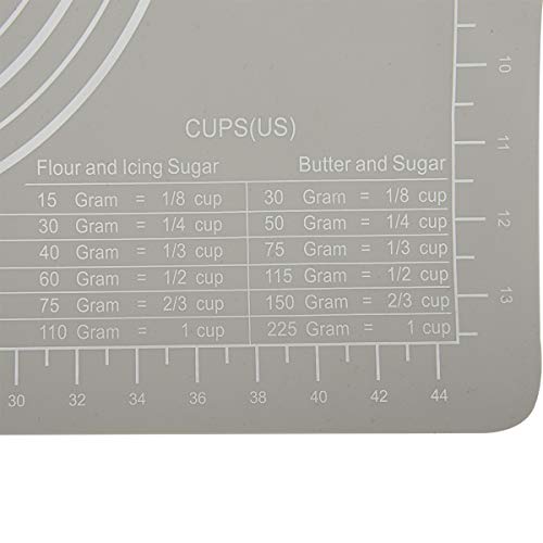 Non-Slip Silicone Pastry Mat with Measurements for Silicon Baking Mats, Non-Stick Dough Rolling Mat, Kneading/Place Mats, Fondant/Sugarcraft/Pie Crust Mat by Super Kitchen (15×20, Grey) - Thumbnail 4