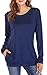 Seunala Women's Casual Solid Shirts Long Sleeve Tunic Tops Round Neck Loose Comfy Pullover with Pockets