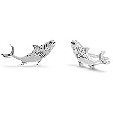 Boma Jewelry Sterling Silver Salmon Fish Stud Earrings