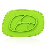 Kids Placemat, Vbestlife One-Piece Placemats for Kids, Suctions to Table Help Baby Promotes Self-Eating, 100% Food Grade Silicone Free of BPA, No Peculiar Smell Easy to Clean -Green