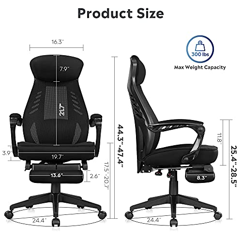 DEVAISE Ergonomics Recliner Office Chair, High Back Mesh Computer Desk