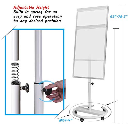 Mobile Whiteboard Standing Dry Erase Board Easel- 40x28 inches Magnetic Whiteboard with 25 Sheets Paper Pad, White - Thumbnail 2
