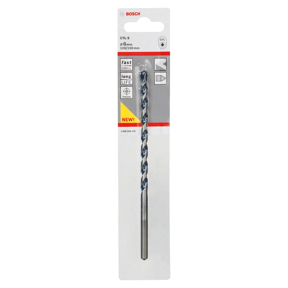 Bosch Professional 1x CYL-5 Concrete Drill Bit (for Concrete, Ø 6 x 150 mm, Robust Line, Accessories for Impact Drills)