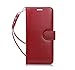 FYY Designed for Samsung Galaxy S8 Case, Luxury Genuine Leather Wallet Phone Case with Card Holder Flip Protective Case Cover [Kickstand Feature][Wrist Strap] for Samsung Galaxy S8 Wine Red