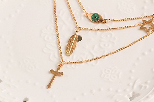 Evil Eye Necklace With Cross leaf Pendant Clavicle Chain Fashion Choker Necklace Stylish Classic Jewelry Accessories